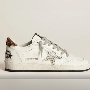 Golden Goose Ballstar Sneakers With Snake Print Leather Star Leopard Print Pony